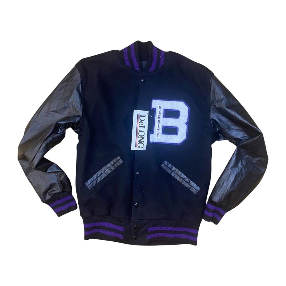 DeLong Varsity Jacket Wool Vintage 2012 New with Tags Black S